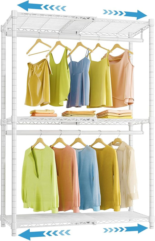 VIPEK X1 Expandable Clothes Rack Heavy Duty Adjustable Closet System White | Adjustable Shelves and Hanger Rods from 2' to 3'5", Reach-in & Walk-in Closets Metal Garment Racks Portable Closet Organizer