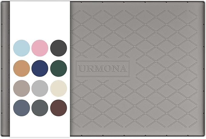 URMONA 31" x 22" Waterproof Silicone Mat in Multiple Sizes & Colors, Under Sink Mat for Kitchen & Bathroom, Pet Food Pad for Dogs & Cats, Kitchen Cabinet Liner, Multi-Purpose for Storage(Beige)