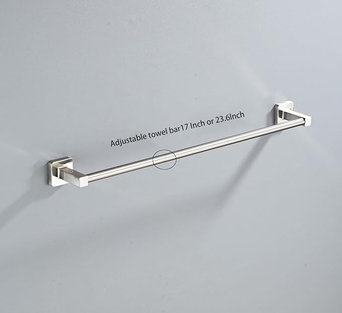 Brushed Nickel Bathroom Hardware Set 4 Pieces,Bathroom Accessories Set Stainless Steel Wall Mounted, Hand Towel Bar, Towel Ring, Robe Towel Hooks,Toilet Paper Holder,Towel Bar Set, 23.6 Inch