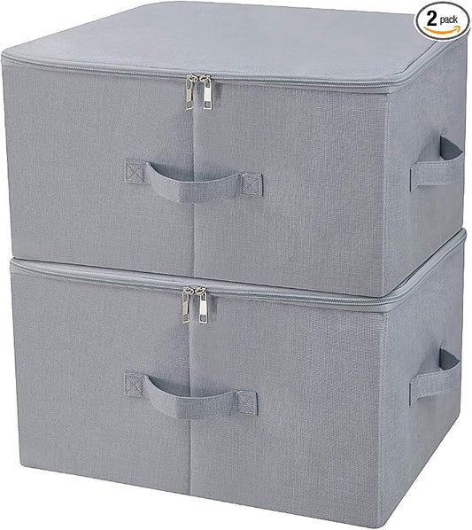 17.6 X 13.6 X 9.7",Folding Closet Clothes Storage Boxes with Zip Lid, 2 PCS | 17.6"x 13.6"x 9.7", drawer Cubes, Breathable Fabric & foldable Design Organizer Bins for Clothing Toy Dolls, Blankets