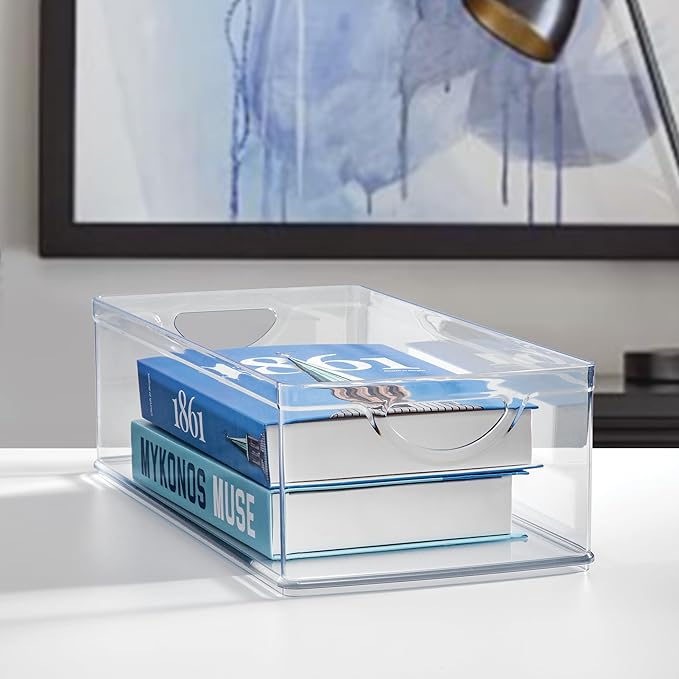 iDesign Stackable Clear Plastic Extra Long Storage Bin | Organizer for Kitchen Cabinet or Pantry