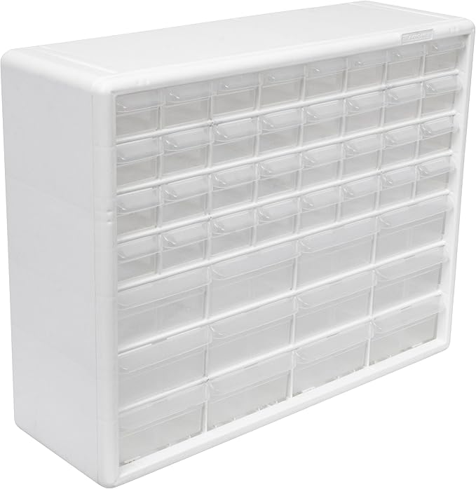 Akro-Mils 44-Drawer Plastic Storage Cabinet, 20"W x 6"D x 16"H, White