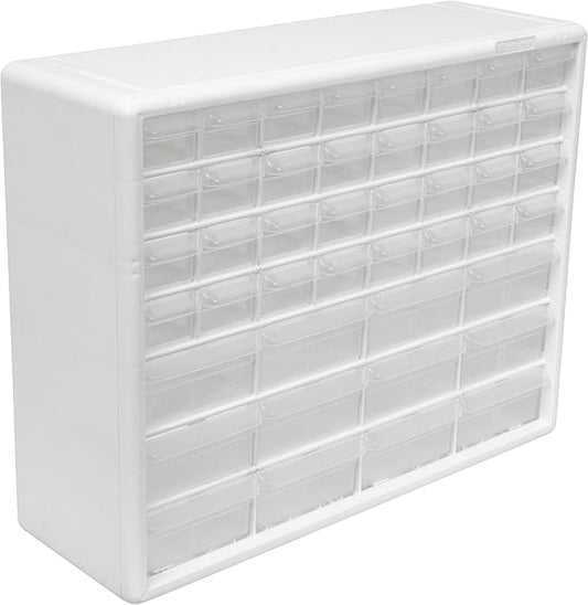 Akro-Mils 44-Drawer Plastic Storage Cabinet, 20"W x 6"D x 16"H, White