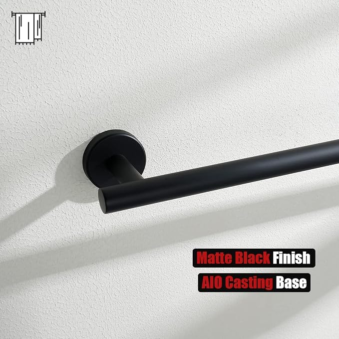 JQK Bath Towel Bar Black, 39 Inch 304 Stainless Steel Thicken 1mm Single Towel Rack for Bathroom, Towel Holder Wall Mount, Useable Length 36 Inch, TB110L36-PB