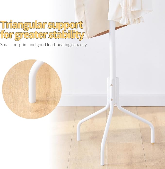 Coat Rack Freestanding for entryway,Living Room,Bedroom,Metal coat tree with12 Hooks and 3 Legs,hat stand (White)