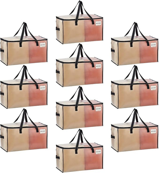 VENO Moving Bags, Storage Bags, Wide Open Top, Clear, 10 Pack | Moving boxes Alternative, Heavy Duty, Packing Supplies, Clothes and Comforter Storage, College Dorm Essentials