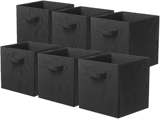 ShellKingdom Storage Bins, Foldable Fabric Storage Cubes And Cloth Storage | Storage Organizer For Closet And Toys, 10.5x10.5x11 INCH, 6 Pack (Black)