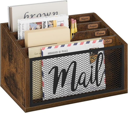 YINMIT Mail Organizer Countertop, Mail Holder, Mail Sorter for Desk, Desktop Mail Basket, Mail Organizer Wall Mounted, Office Desk Organizers and Accessories for File Paper Folder (4-Slot)