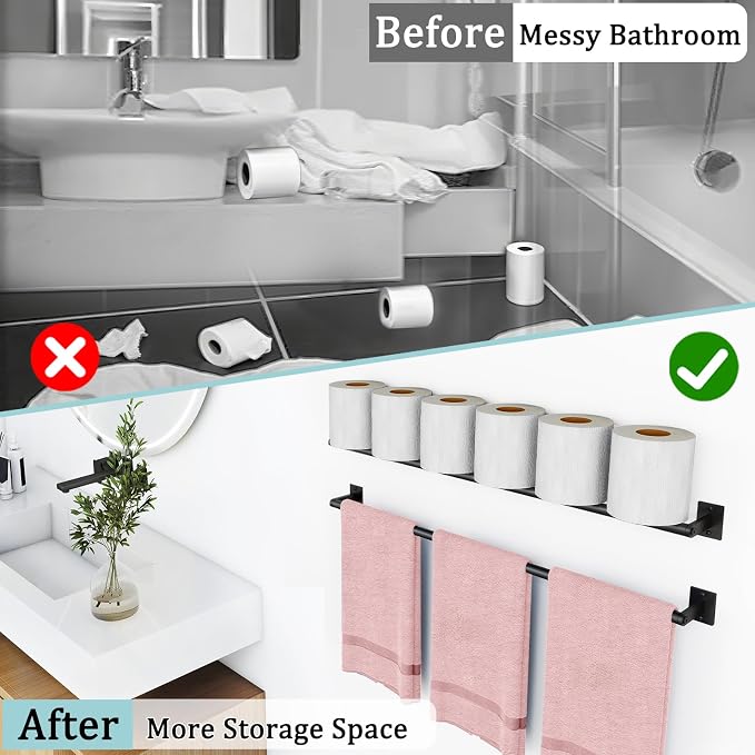 2 Packs 32 Inch Bathroom Towel Bar, 2Pcs Towel Racks for Bathroom, JIAPAIDUO Bathroom Towel Rack Wall Mounted, Bath Hand Towel Holder Organizer, Modern Home Decor Towel Rod Bathroom, Matte Black