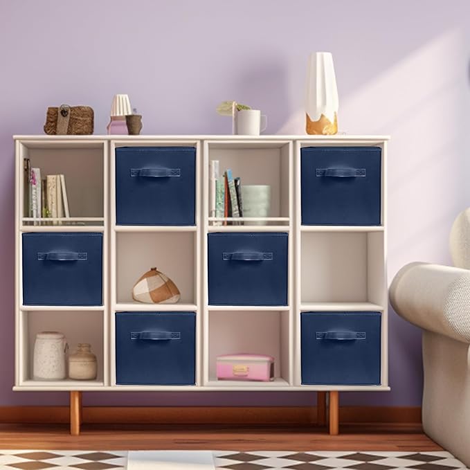 ShellKingdom Storage Bins, Foldable Fabric Storage Cube And Cloth Organizer | Storage Drawer For Closet And Toys, 13 X 13 X 13 INCH, 6 Pack (Dark Blue)
