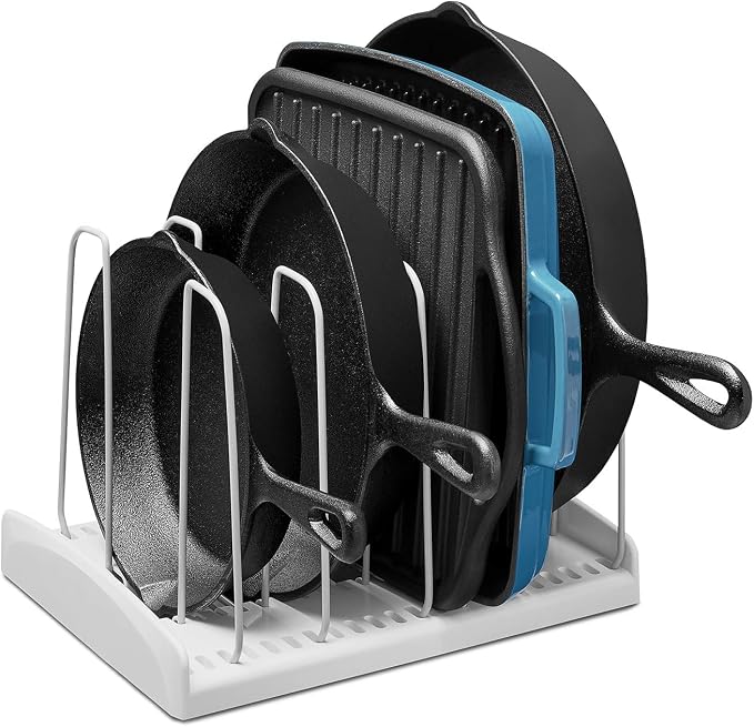 YouCopia StoreMore Cookware Rack with Tall Steel Wires, Adjustable Pan and Lid Organizer for Kitchen Cabinet Storage, Classic Edition