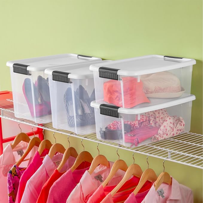 Sterilite Ultra Latch Box with Lids for Home and Office, 18 Quart, 18-Pack | Heavy-Duty and Stackable Plastic Containers with Latches for Closet, Cabinet, Bedroom, Bathroom and Dorm Room Organization