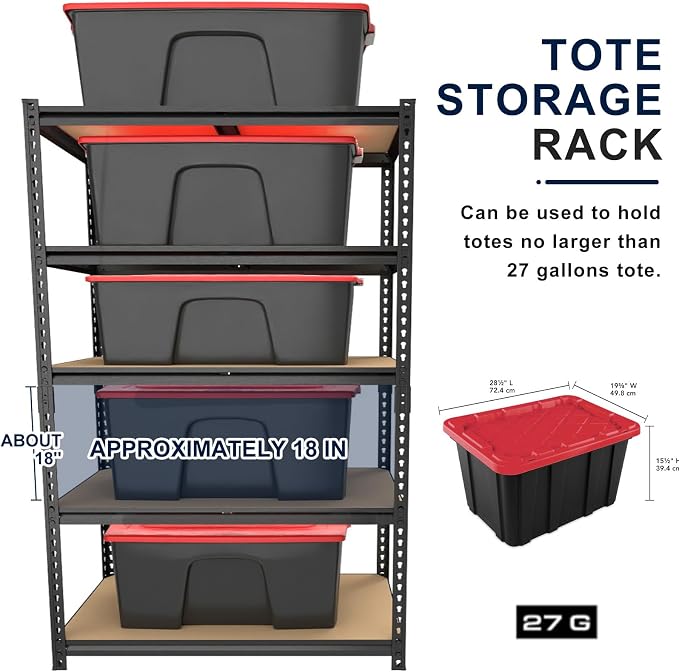 Garage Storage Shelves 72'',Ajustable Garage Shelving Units, Storage Shelves Heavy Duty, Metal Shelving for Basement, Warehouse, Workshop, Pantry, Closet, 2400 LBS, 16" D x 35.5" W x 72" H