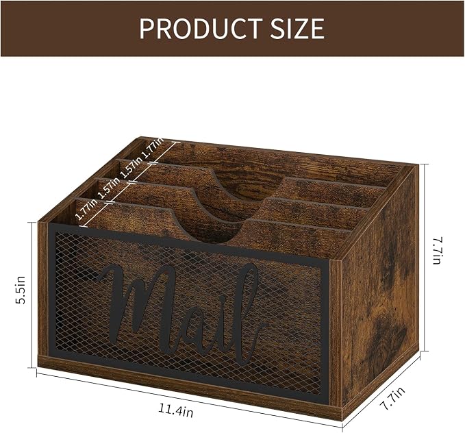 YINMIT Mail Organizer Countertop, Mail Holder, Mail Sorter for Desk, Desktop Mail Basket, Mail Organizer Wall Mounted, Office Desk Organizers and Accessories for File Paper Folder (4-Slot)