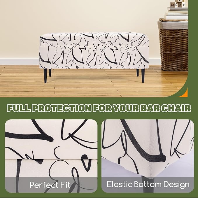 FUANGUI Ottoman Cover Slipcovers Rectangular Folding Stretch | Storage Bench Footrest Sofa Stool Covers Footstool Protector with Elastic Bottom, Removable Washable,Large