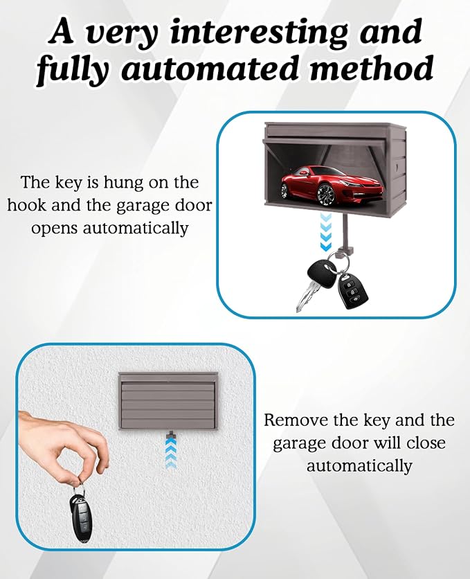 3 Pcs Car Garage Key Holder, Car Key Holder for Wall Mount, Small Toy Car Garage with Opening Door