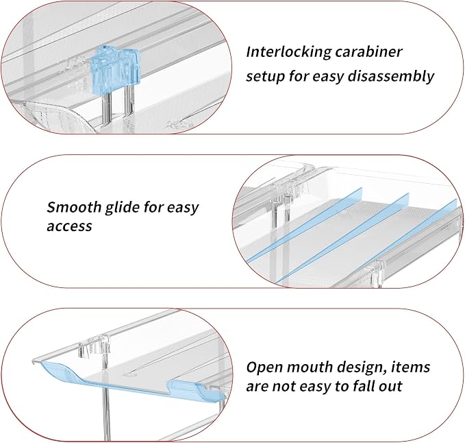 Attelite Can Organizer for Pantry, 3 Sets 2Tiers Can Storage Organizer Pantry, Soda Can Organizer for Fridge 24 Cans Rack Automatic Rolling Stackable Canned Food Organizer,Clear