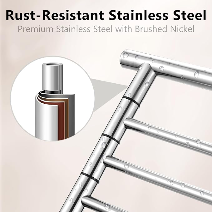 Standing Towel Rack, Stainless Steel Towel Racks for Bathroom with Weighted Marble Base, 4 Swivel Towel Arms Freestanding Outdoor Towel Holder Stand for Pool, Brushed Nickel