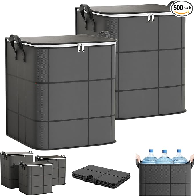 2027 New Thickened XXL Foldable Storage Bag With Reinforced Handles，L*2 | Large Capacity Zippered Fabric Organizer for Bedding & Clothes, Foldable Blanket Bag with Reinforced Handles