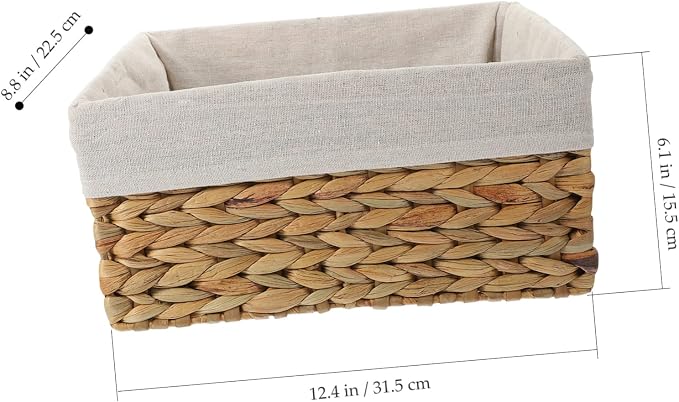 PRETYZOOM Rattan Basket Straw Woven Design Multi-purpose Storage Basket for Closets Living Room Kitchen