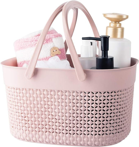 rejomiik Portable Shower Caddy Basket, Plastic Organizer Storage Tote with Handles Toiletry Bag Bin Box for Bathroom, College Dorm Room Essentials, Kitchen, Camp, Gym, Pink | Organizer Storage Tote Toiletry Bin for Bathroom, College Dorm Essentials, Ki...