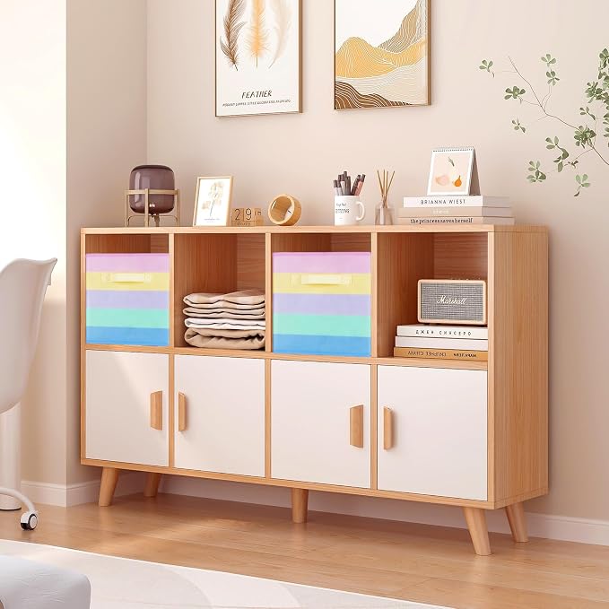 ShellKingdom Storage Bins, Foldable Fabric Storage Cubes And Cloth Storage | Storage Organizer For Closet And Toys, 10.5x10.5x11 INCH, 2 Pack (Rainbow)