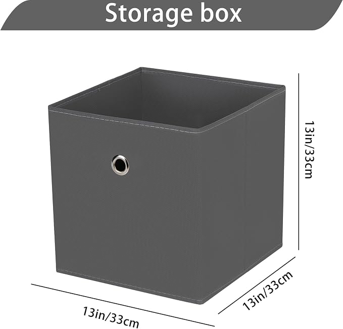 13x13x13 storage cube bins,collapsible fabric storage cubes Decorative storage basket,13 inch Record cube storage box for shelves,clothing,shelf,drawer,bathroom organizer,Set of 3 (Grey)