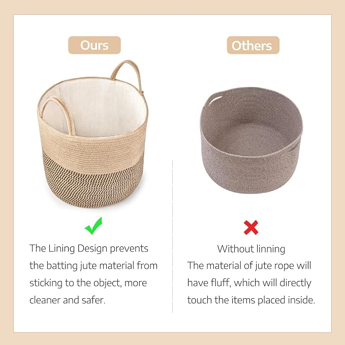 Mkono Woven Storage Basket Decorative Rope Basket Wooden Bead Decoration for Blankets,Toys,Clothes,Shoes,Plant Organizer Bin with Handles Living Room Home Decor, Yellow and Black, 16" W × 13.8" | Yellow and Black, Decorative Basket with Handle, Wood Be...