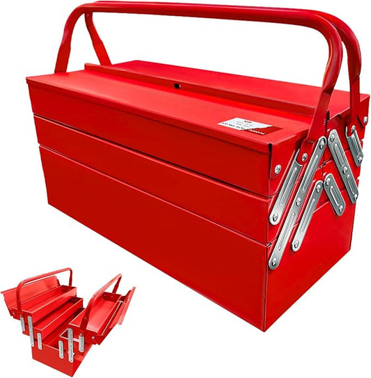 YATOINTO Metal Cantilever Tool Box 18 Inch, 3 Layers 5 Tray Portable Fold Out Tool Box Organizer Storage for Home Studio Auto Repair Factory 18" * 8 "* 8"