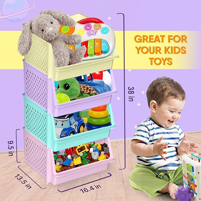 Large Stackable Storage Bins Open Front for Pantry Storage, 8 Pack - Multi | Sturdy Plastic, Easy Stacking, Open Front Access, Ventilated Sides, Vertical & Space Saving Pantry Organizers and Storage Bin