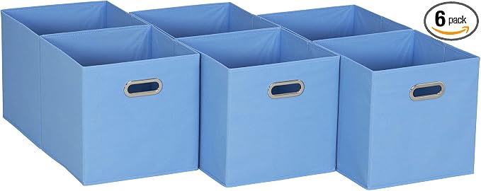 Household Essentials 6 ct Open Fabric Cube Storage Bins, Carolina Blue