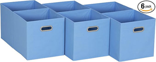 Household Essentials 6 ct Open Fabric Cube Storage Bins, Carolina Blue