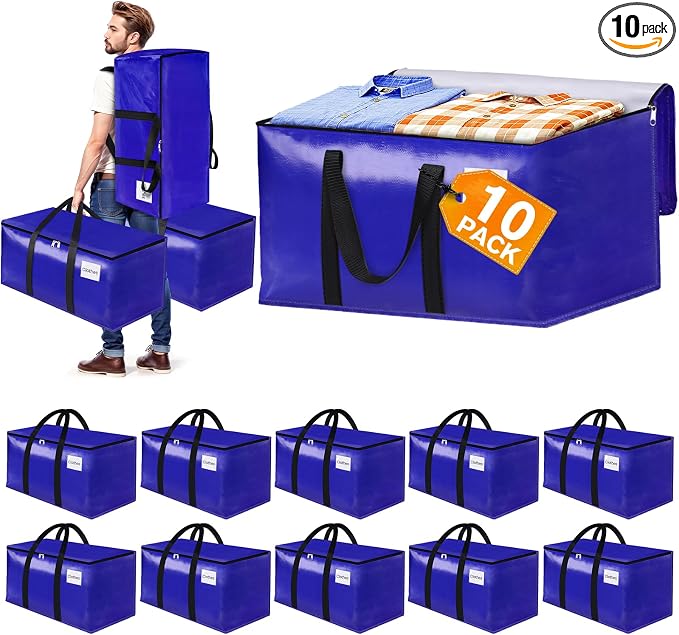 Moving Bags with Backpack Straps & Carry Handles (20 Gallons, Count, 10)