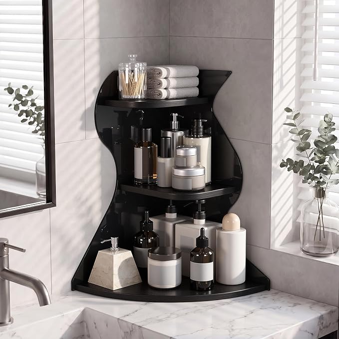 Bathroom Counter Organizer,Bathroom Counter Shelf,Perfume Organizer | 3 Tier Corner Bathroom Counter Organizer, Bathroom Sink Organizer, Makeup Organizer, Vanity Organizer Countertop,Corner Shelf