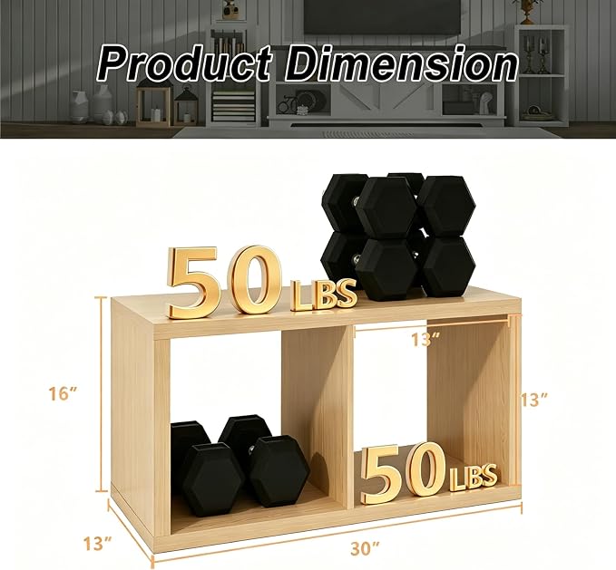 CTESNE【Wooden 2 Cube Storage Organizer Shelf with Anti-Tipping Kits, Horizontal and Vertical Dual-use Standing Open Bookshelf（Oak 13in）