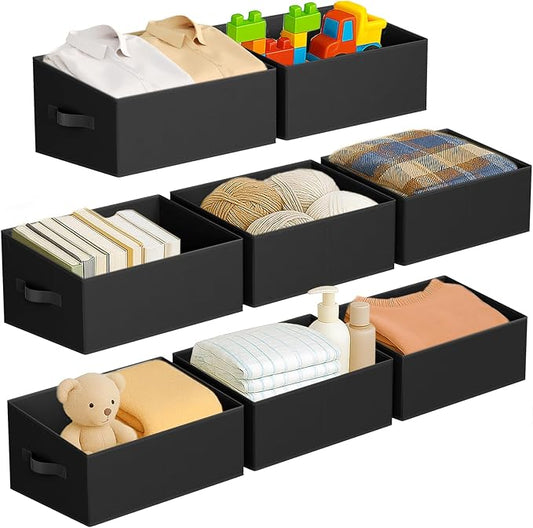 DIMJ Closet Storage Bins 8 Pack - Fabric Storage Baskets for Shelves, Large Clothes Organizers with Handles, Trapezoid Shelf Organization Storage Cubes for Purse, Toys, Books, Towel, Clothes