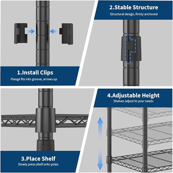 Heavy Duty Garment Rack 485LBS Closet Wardrobe with 4 Wheels & Cover Clothes Rack for Hanging Clothes with Adjustable 3 Shelves & 2 Hanging Rods 45" Lx17 Wx79 H Black