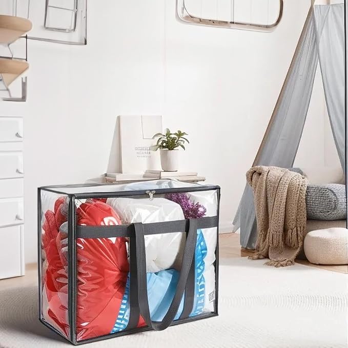 110L Large Capacity Clear Storage Bags with Zipper Comforter storage | Blankets, Bedding, Quilts, Pillows – Plastic Storage Bags for Organizing Seasonal Clothes and Household Items,3park