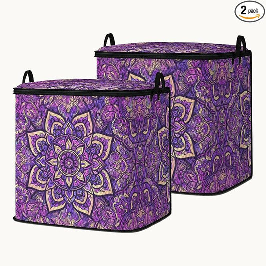 2pcs closet organizers and storage under bed,clothing blanket sweater sheet bedding comforter duvet quilt pillow toy storage bags with lids,dorm room essentials for containers 95L