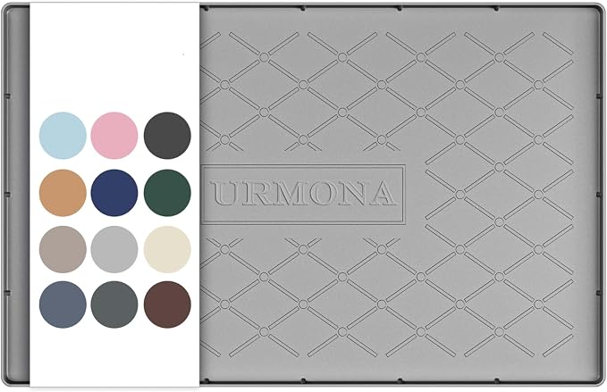 URMONA 22" x 14" Waterproof Silicone Mat in Multiple Sizes & Colors, Under Sink Mat for Kitchen & Bathroom, Pet Food Pad for Dogs & Cats, Kitchen Cabinet Liner, Multi-Purpose for Storage(Light Grey)