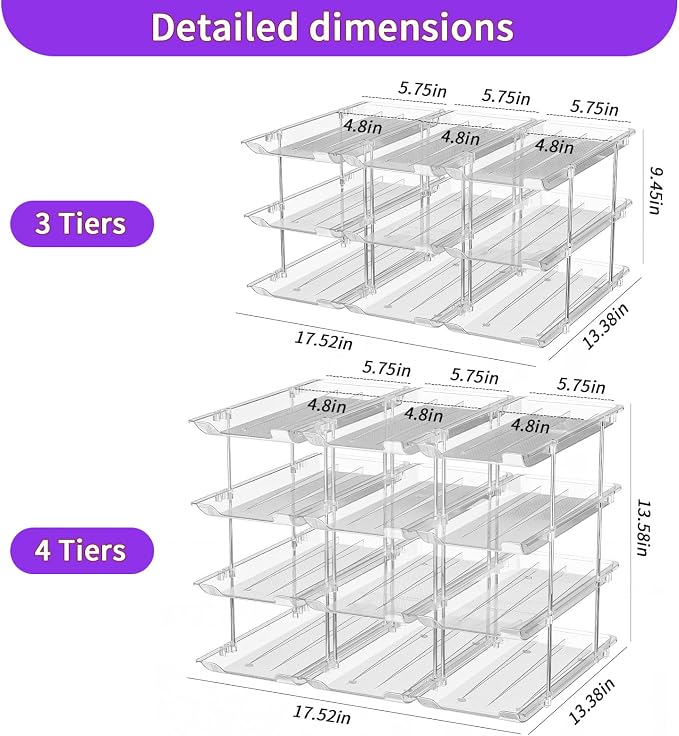 Can Organizer for Pantry, Upgraded Thickened Modular 3-Tier Combinable Can Storage and Beverage Dispenser Rack,Canned Food Organizer Rack Holds 36 Cans, Clear Can Holders for Pantry and Fridge