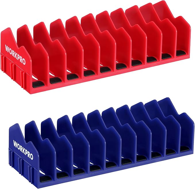 WORKPRO 2-Pack Plier Organizer Rack, 20-Slot Tool Organizer and Storage | Large Capacity Plier Holder, Non-Slip Rubber Base, High-Strength Plastic, Extendable Tool Box Organizer, Pliers Not Included