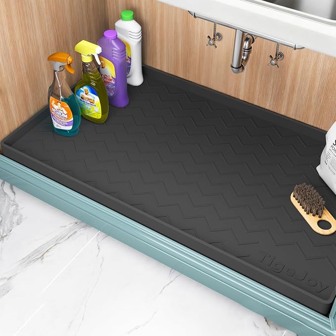 TigeJoy 22" x 22" Under Sink Mats for Kitchen Waterproof, Leak-Proof Silicone Mat Sink Protector and Cabinet Liner, Kitchen Essentials Organizer and Storage, Boot or Shoe Tray, Pet Feeding Mat | Leak-Proof Silicone Mat Sink Protector, Kitchen Essential...