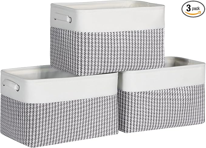 Foldable Storage Bin Collapsible Fabric Storage Basket Cube with Durable Handles Closet Organizer Bins for Organizing Shelves Drawers, Set of 3, 15" x 10" x 9.5", Houndstooth