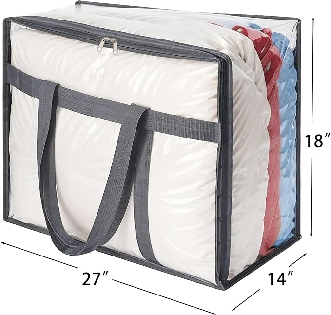 110L Large Capacity Clear Storage Bags with Zipper Comforter storage | Blankets, Bedding, Quilts, Pillows – Plastic Storage Bags for Organizing Seasonal Clothes and Household Items,3park