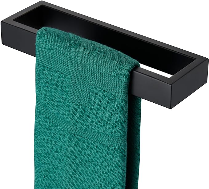 KOKOSIRI Towel Ring Matte Black Hand Towel Bar Holder 9-Inch Kitchen Rack Stainless Steel for Bathroom Hardware Wall Mounted, 1 Pack B4008BK-L9