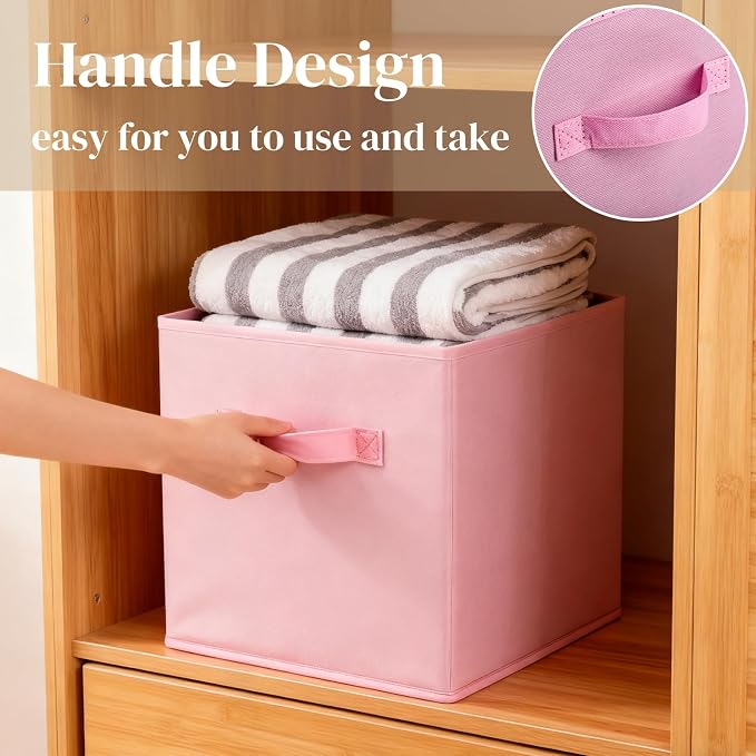 Pumtus 9 Pack Cube Storage Bins, 11 Inch Collapsible Fabric Storage Baskets, Multi Colored Storage Cubes with Handles, Foldable Cube Drawer for Home, Closet, Shelves, Toys Organization