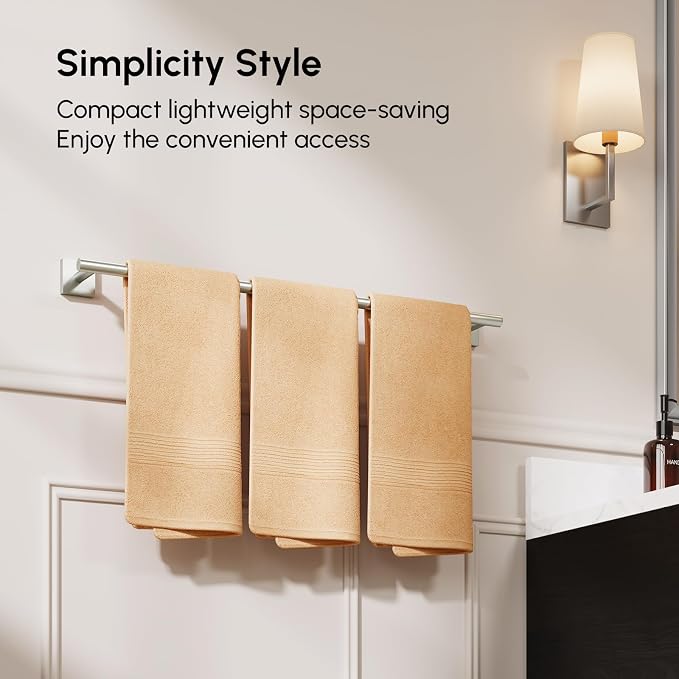 Brushed Nickel Bath Towel Bar, 30 Inch Towel Racks for Bathroom | Thicken 304 Stainless Steel Towel Holder with Square Base, Towel Rod Wall Mounted, Modern Home Decor (Total Length 32 Inch)
