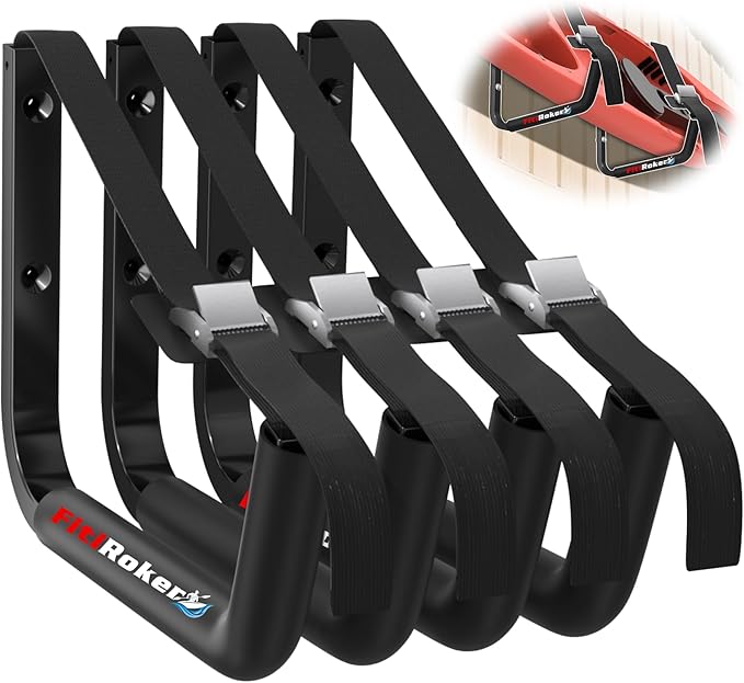Kayak Storage Rack 120LB Wall Mounted Kayak Hook | EVA Padded Garage Storage Mount for Canoes, Paddle Boards, Ladders and Bikes Indoor Outdoor Organization