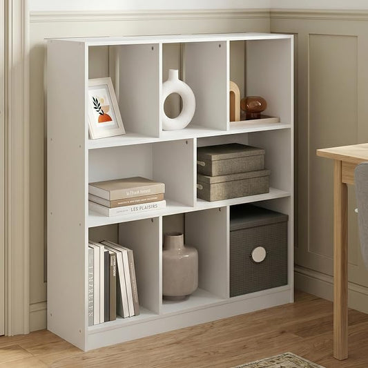 8-Cube Horizontal Cube Storage Organizer Bookshelf, Bookcase, Book Shelf, 10.9 x 35.4 x 39.4, for Bedroom, Home Office, Living Room, White